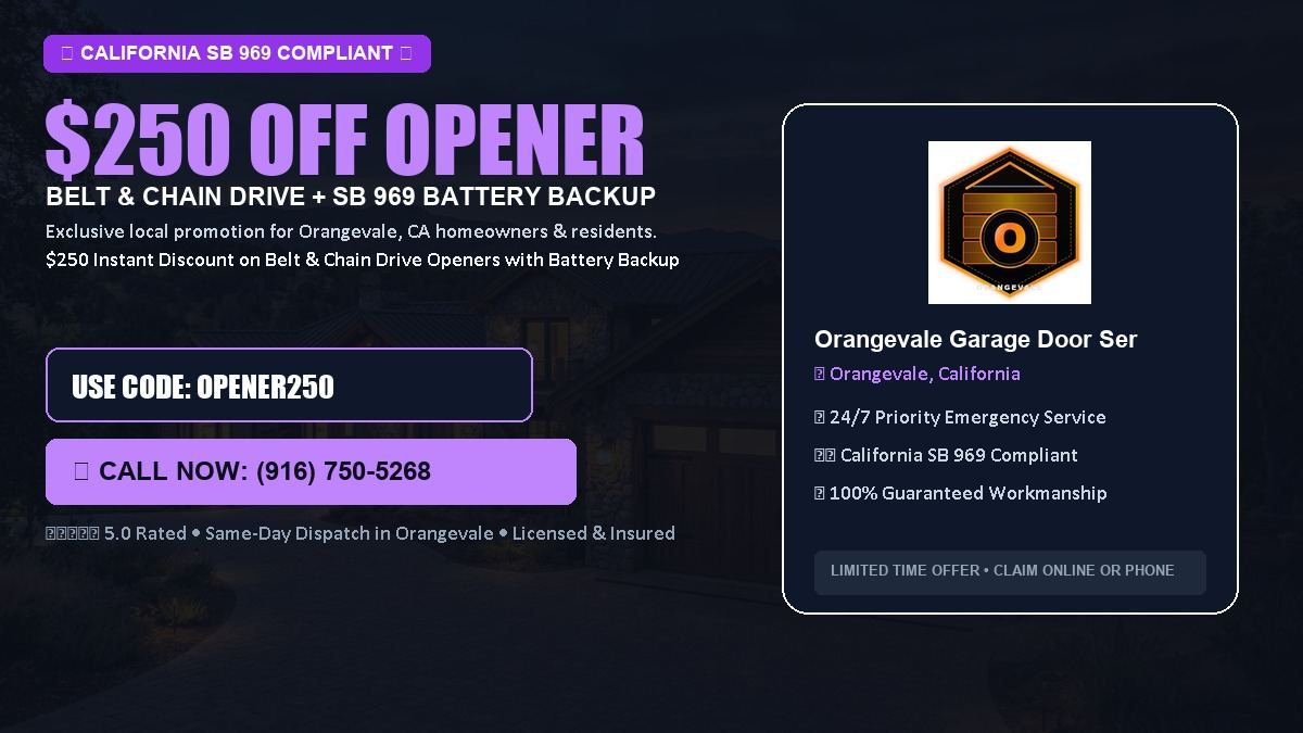 Orangevale Garage Door Service $250 OFF Premium LiftMaster Opener Installation in Orangevale, CA