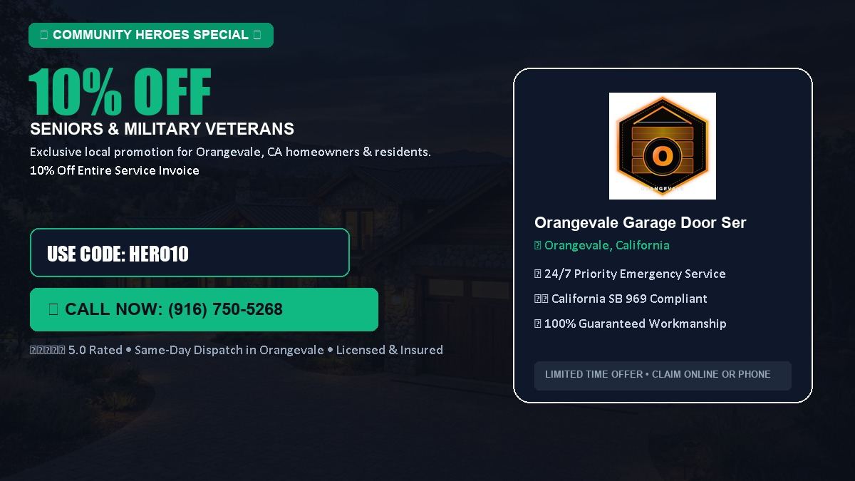 Orangevale Garage Door Service 10% OFF Seniors & Military Veterans in Orangevale, CA